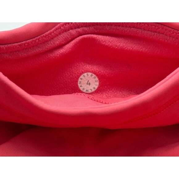 Lululemon On Pace Crop 21" Glossy Coral Pink Nulux Drop-In Pockets Mesh Size 4 - Picture 5 of 6